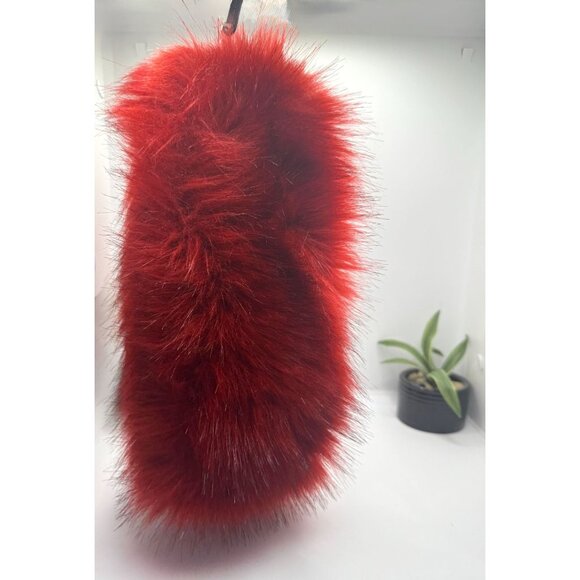 Vintage Red Faux Fur Head Wrap Fluffy Winter Headwear Soft & Stylish Accessory - Picture 16 of 16